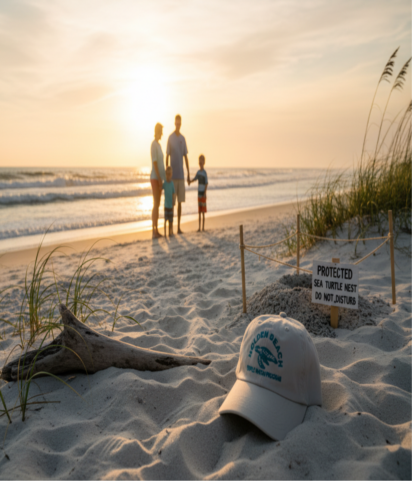 Beach scene with 2026 HBTWP Cap
